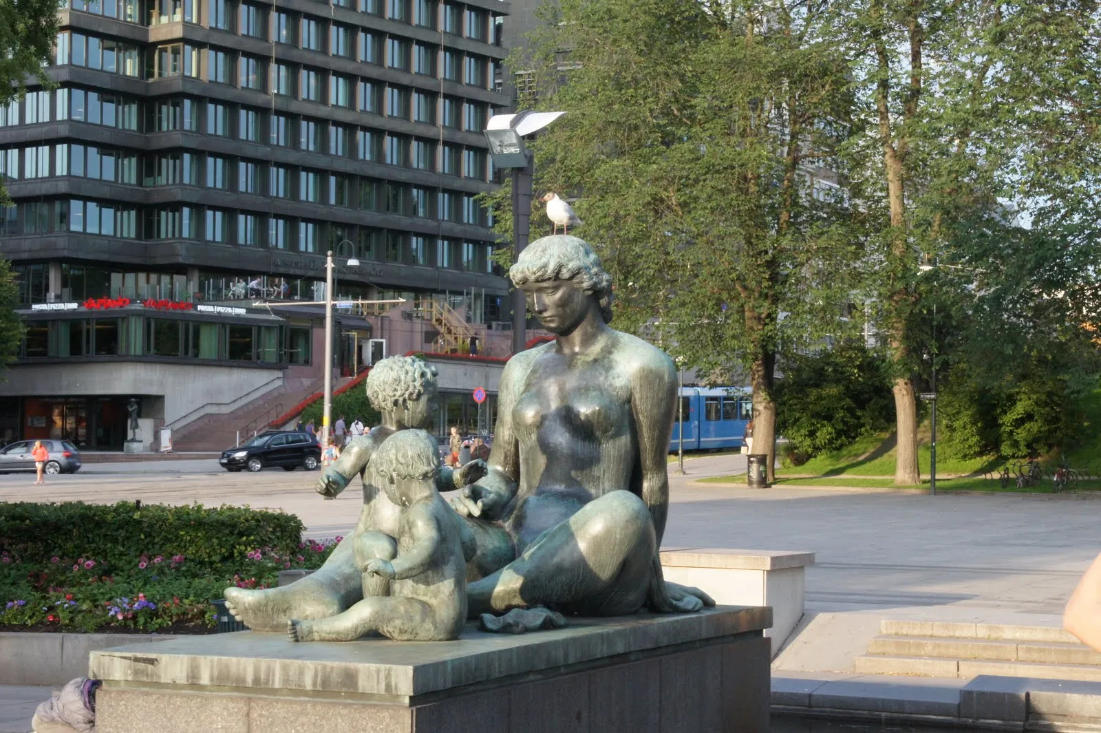 Another bird on a statue