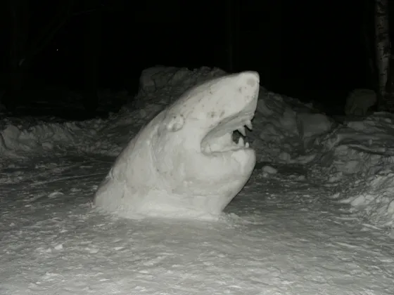 Snow sculture in Kauppakatu