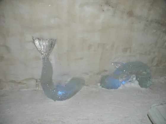 Ice sculture in the snow restaurant