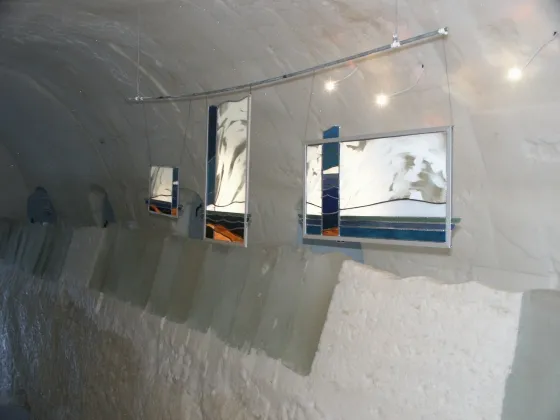 Glass pictures in the snow hotel